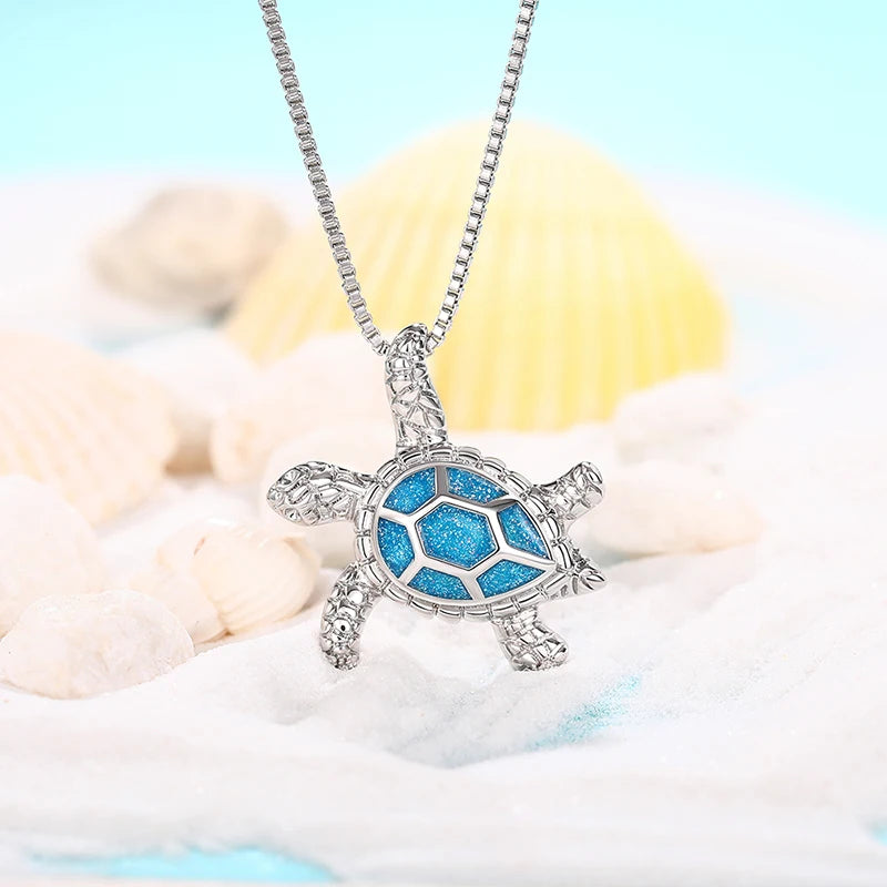 Huitan Cute Turtle Pendant Box Necklace Lovely Trendy Aesthetic Exquisite Accessories for Women Delicate Sweet Animals Jewelry