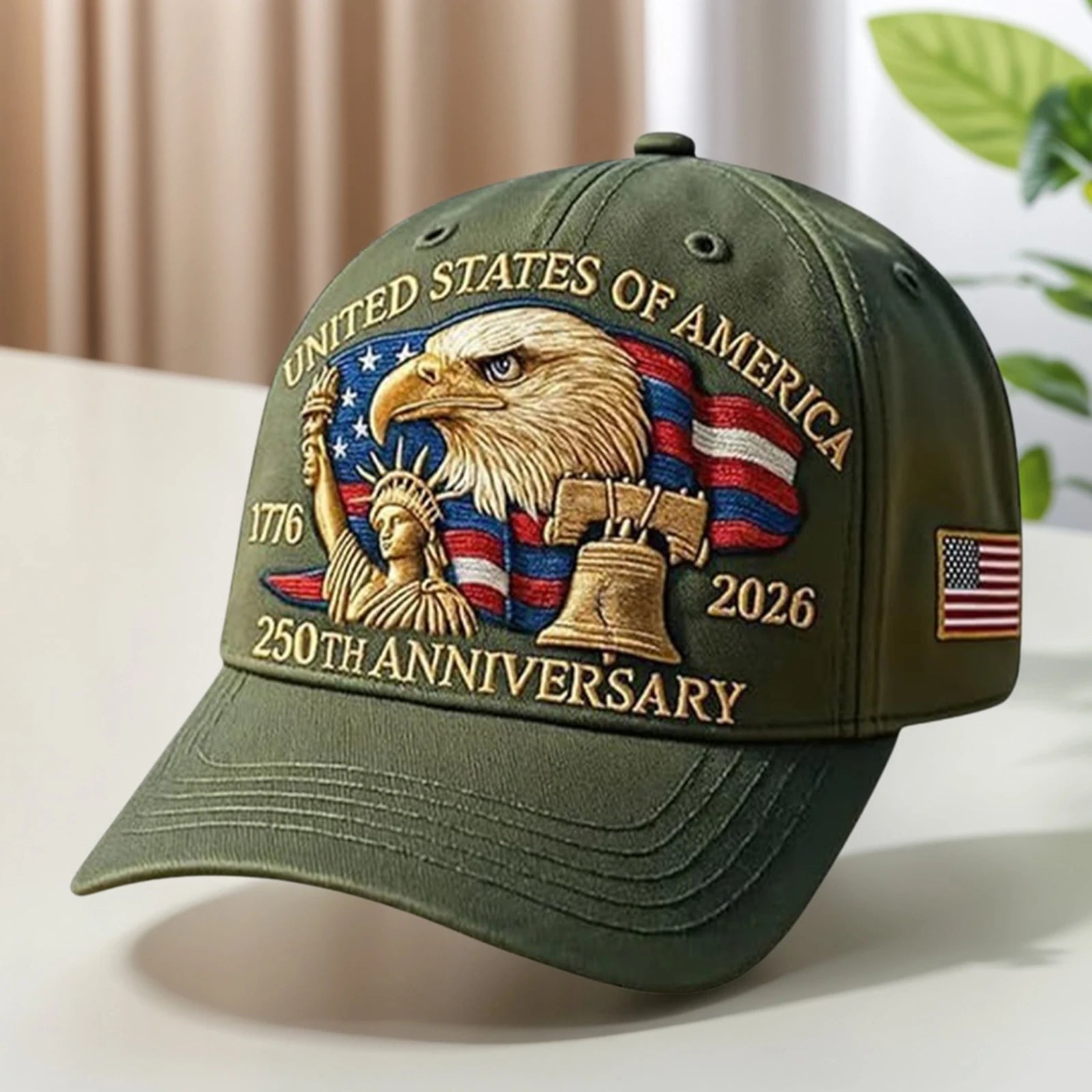 United States 250th Anniversary Cap Adjustable Washed Cotton Baseball Cap Vintage Tribute Eagle Printed Patriotic Trucker Hat - Madeinsea©