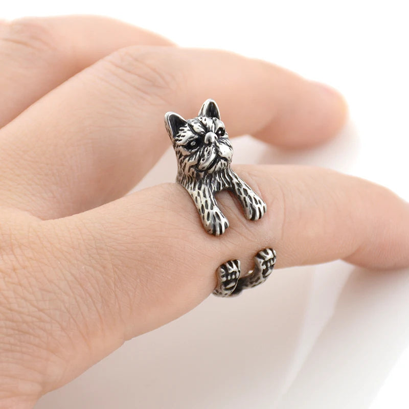 Vintage Brass Knuckle Pet Cat Ring Punk Cute Animal Anillos Couple Rings For Women Jewelry Bague Femme Men Anel Best Party Gift