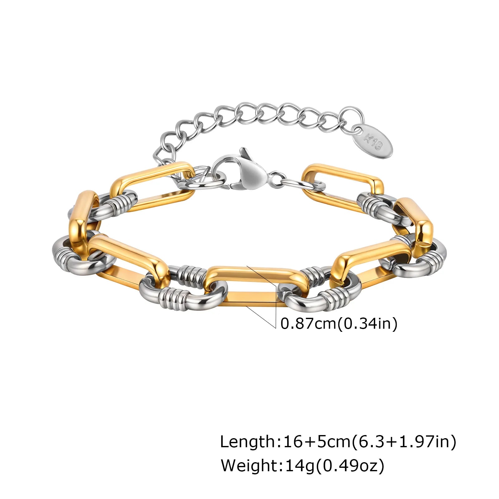 Vnox Classic Paperclip Chain Bracelet For Women Stainless Steel Gold Color Never Fade Charm Bracelet Girls Jewelry Birthday Gift