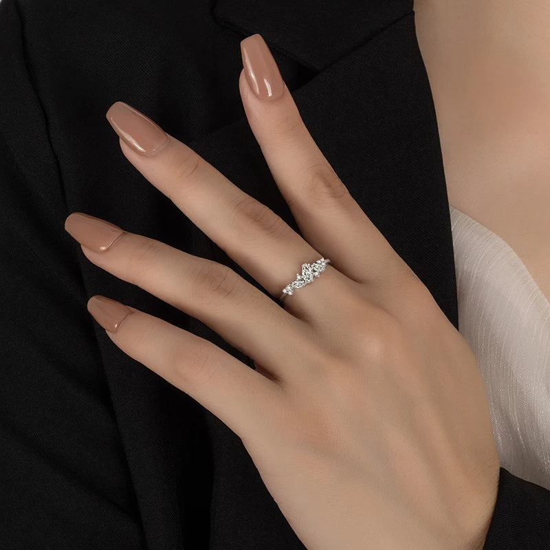 PERFANY 0.58CT Marquise Cut Moissanite Women's Ring S925 Pure Silver Laboratory Cultivated Diamond Fashion Design Jewelry - Madeinsea©