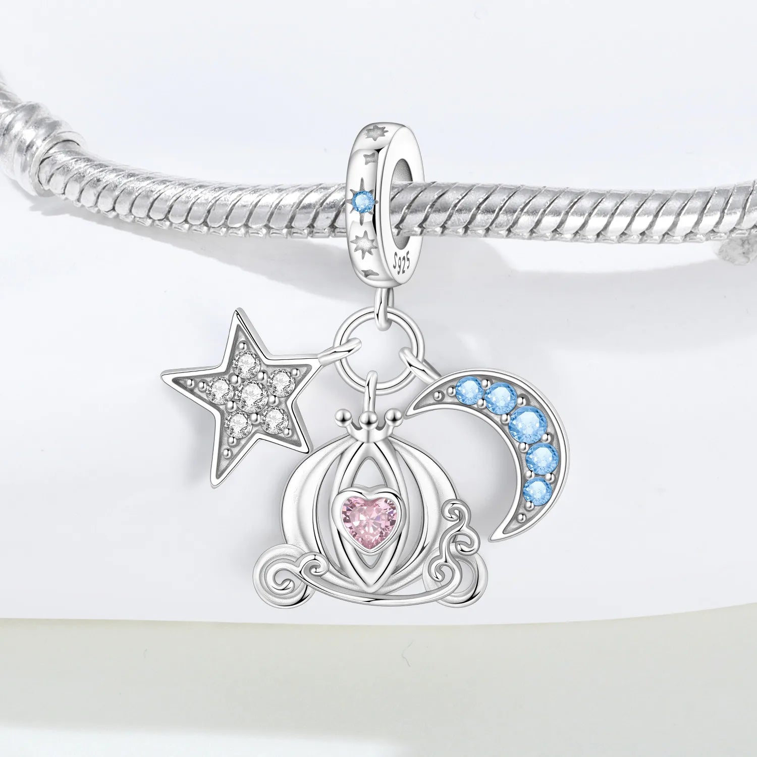 PANPOKI 925 Sterling Silver Star Moon Pumpkin Carriage Beads Original Pendants Bracelet Charm Jewelry Party DIY Trendy Gifts