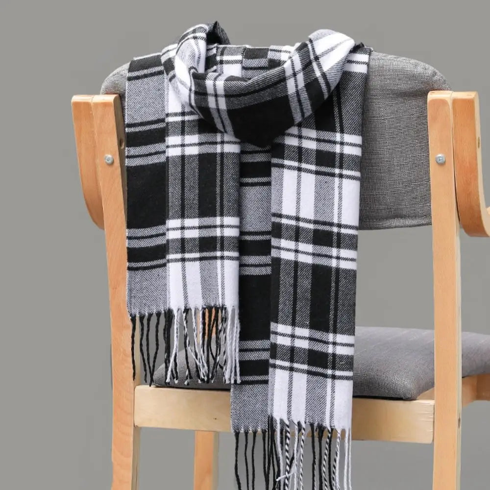 Winter Thick Warm Men's Scarf Cashmere Plaid Fringed Tassels Business Long Scarf Soft British Style Camping Hiking Scarf Shawl - Madeinsea©