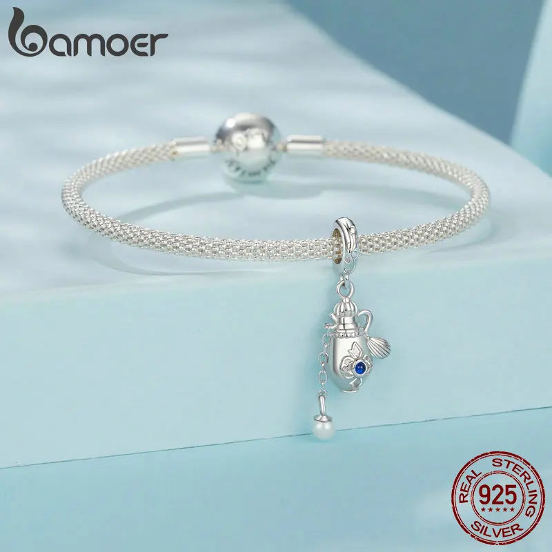 BAMOER Anhänger aus massivem 925er Sterlingsilber im Vintage-Stil für Parfümflaschen, passend für originale Armbänder, DIY-Bamoer-Charm zur Schmuckherstellung