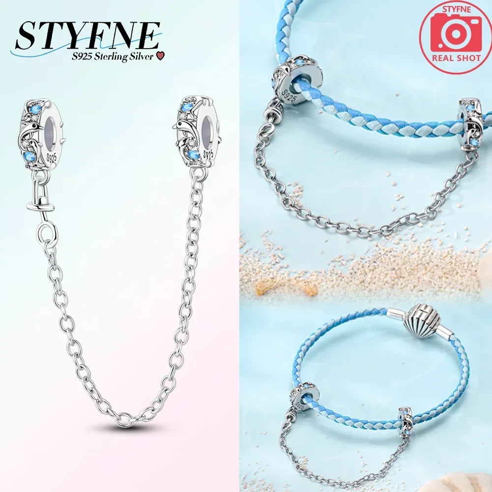 Original 100% 925 Sterling Silver Clasp Clip Bead Star Moon Safety Chain Fit 925 Original Bracelet DIY Jewelry Making Women Gift