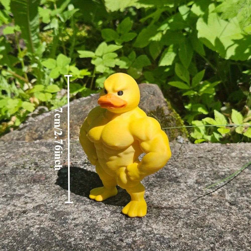 Statue de canard musclé (1 pièce) - Décoration de bureau 3D, figurine fantaisiste et mignonne pour étagère, décoration multifonctionnelle d'intérieur/extérieur
