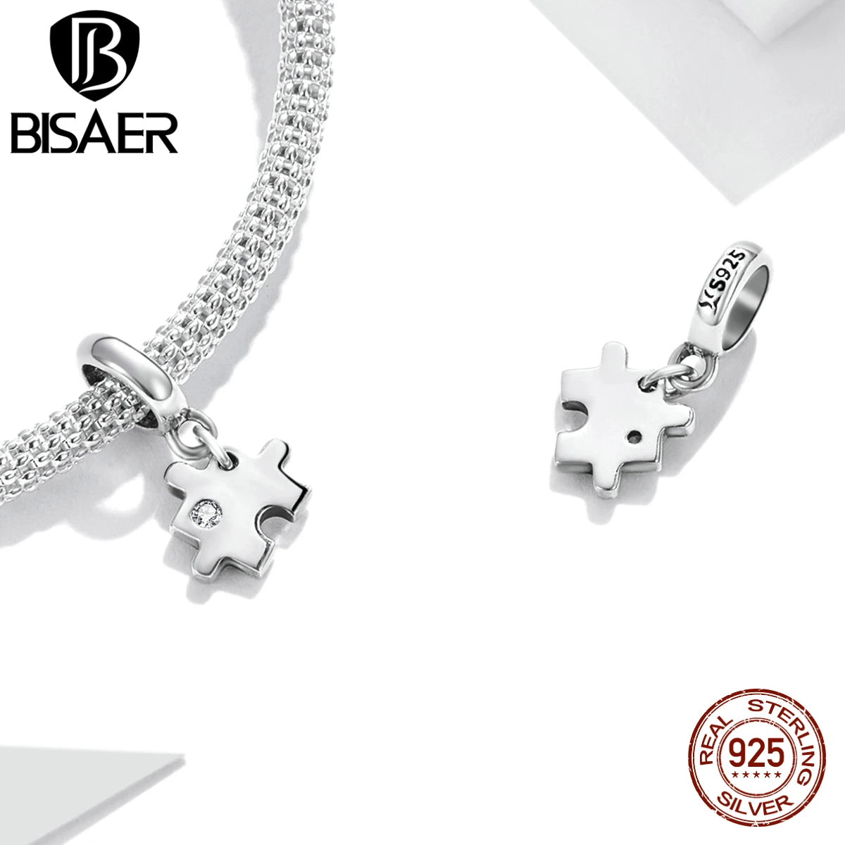 BISAER 925 Sterling Silver Mini Demon Eye Locket Charm Bead Cross Puzzle Pendant for Women DIY Bracelet & Neckalce Fine Jewelry