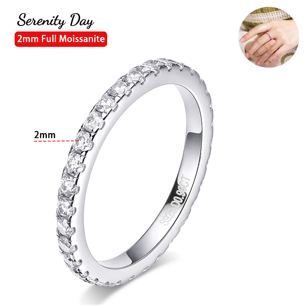 Serenity 2mm D Moissanite Row Rings For Women Gift S925 Sterling Silver Jewelry Sparkling Lab Diamond Eternity Rings Plated 18K - Madeinsea©