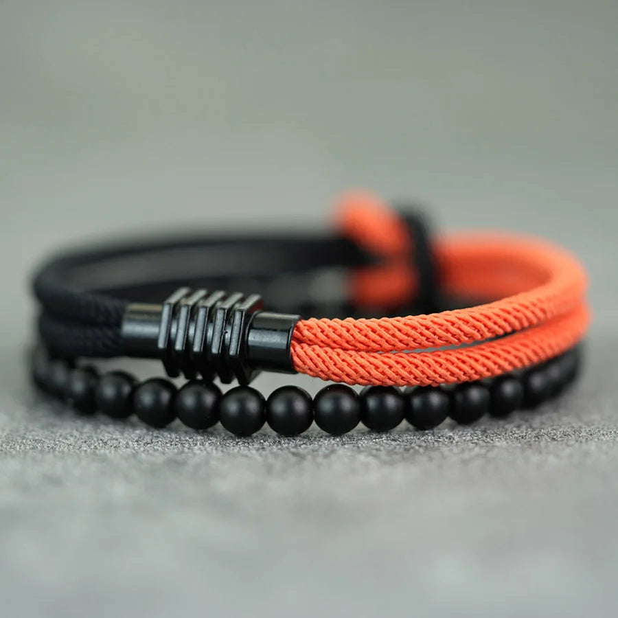 Classic Contrasting Design Bracelet Set For Men 2Pcs/Pair Grade A 4mm Lucky Red Thread Chinese Knot Braslet Meditation Braclet