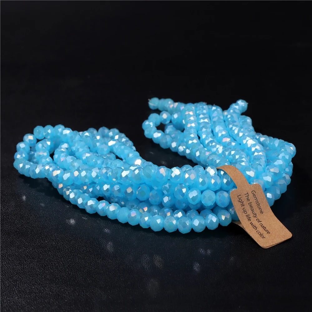 Wholesale 5 strand/lot Faceted Austrian Crystal Bead Rondelle Loose Spacer AB Color Glass Beads For Jewelry Making  Accessories