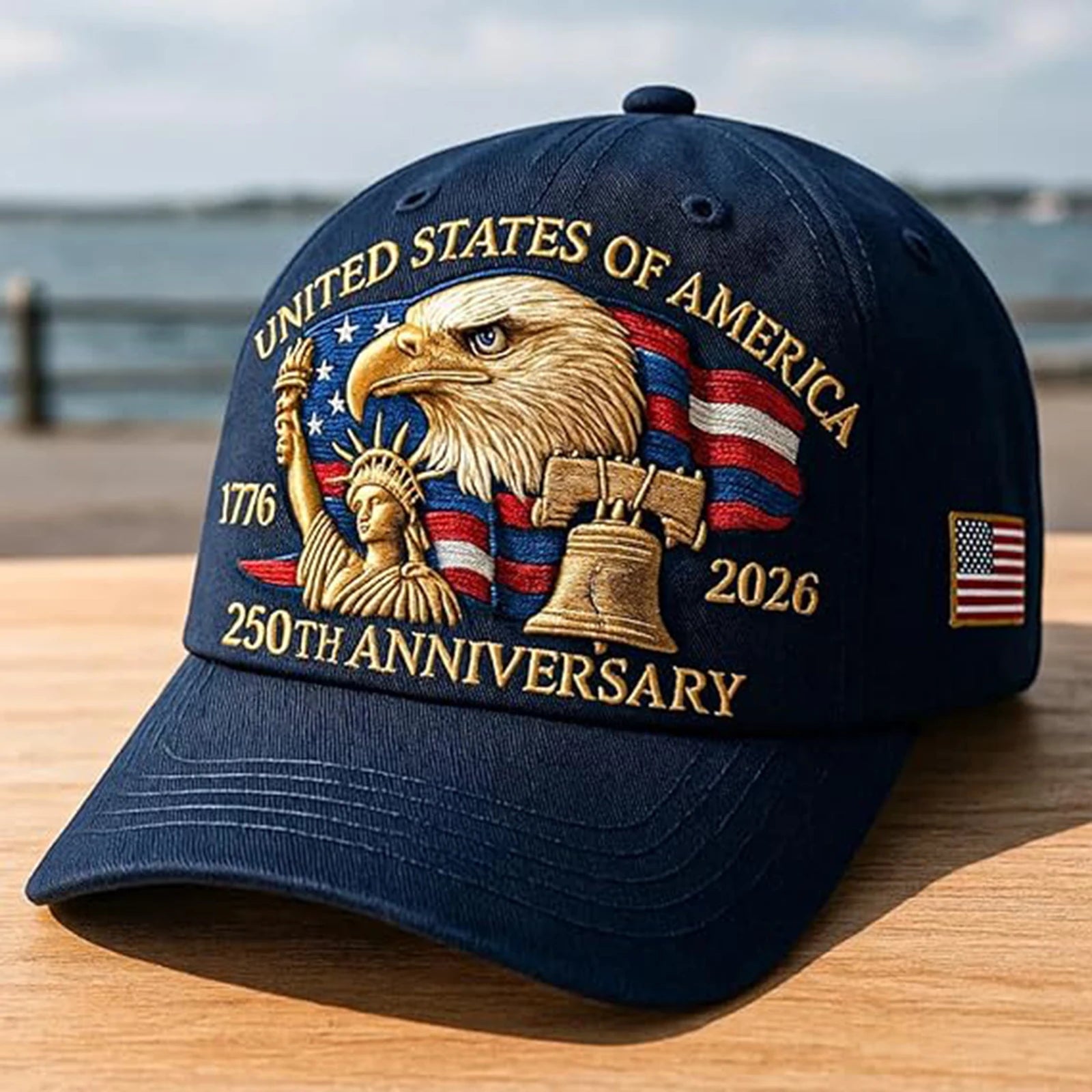 United States 250th Anniversary Cap Adjustable Washed Cotton Baseball Cap Vintage Tribute Eagle Printed Patriotic Trucker Hat - Madeinsea©