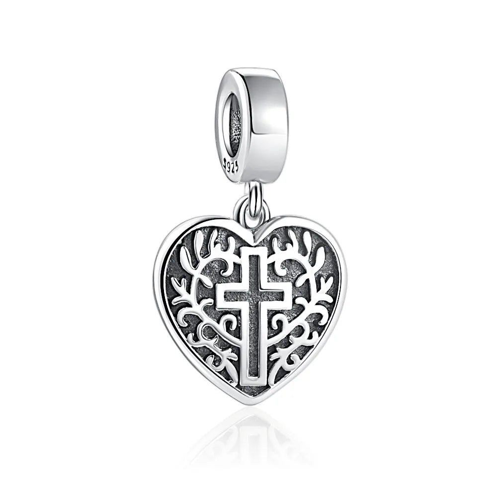 Fine religion series 925 Silver Jesus Bible Diy Bead cross Pendant Fit Original Bracelet Trinket Jewelry Figure Buddha Charm