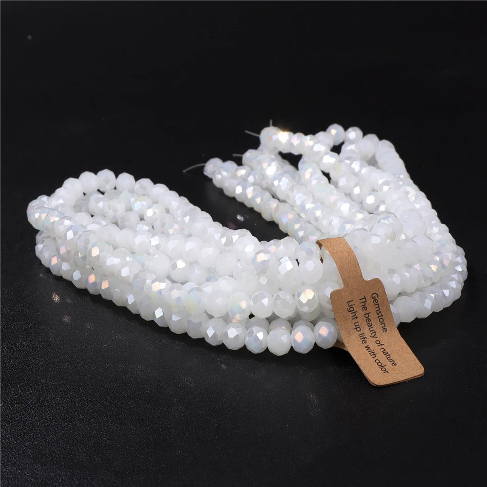 4x6MM/5X8MM Rondelle Crystal Glass Beads AB Color Faceted Loose Spacer Bead For Jewelry Making Clothing Handmade DIY 1 Strand