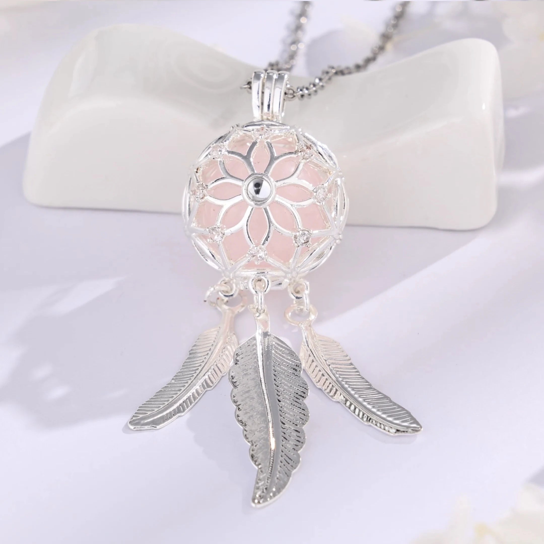 Eudora Dream Catcher Cage Necklace Amethyst Energy Healing Crystal Stone Jade Lapis Pendant Spiritual DIY Jewelry Obsidian Gift