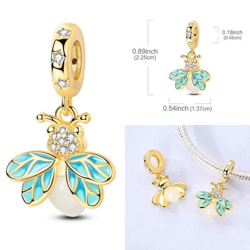 Hot Sale Charms Beads 925 Sterling Silver Pink Perfume Bottle Letter Luminous Firefly Tarot Card Beads Fit DIY Bracelets Jewelry - Madeinsea©