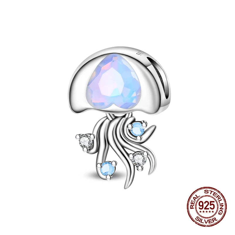 Summer 925 Sterling Silver Luminous Ocean Pendants Crab Whale Shark Charms Beads Fit 925 Original Bracelet Fine DIY Jewelry Gift