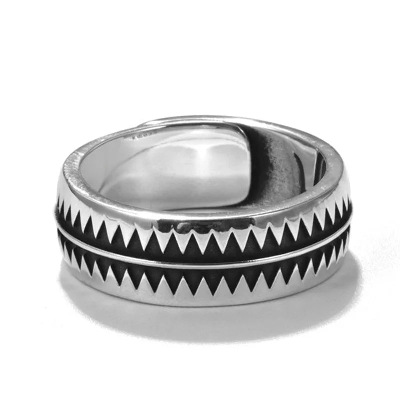 Bague hip-hop tendance en dents de scie pour homme, bijou de personnalité, bague index masculine, S925, cadeau pour petit ami
