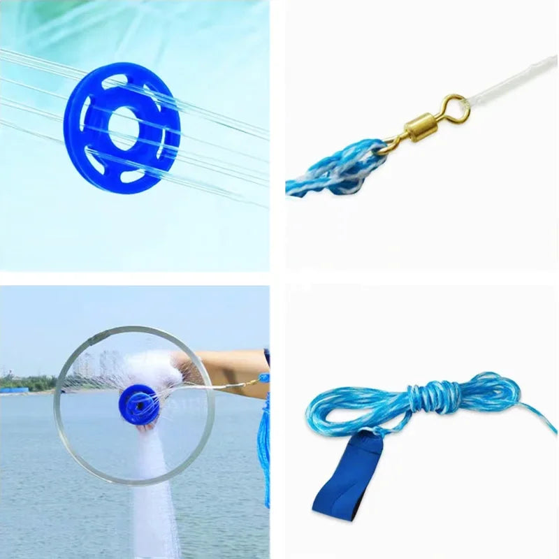 Lawaia Nylon Fishing Net Transparent Fishing Line Casting Network with Steel Pendant Aluminum Ring Carp Fishing Equipment