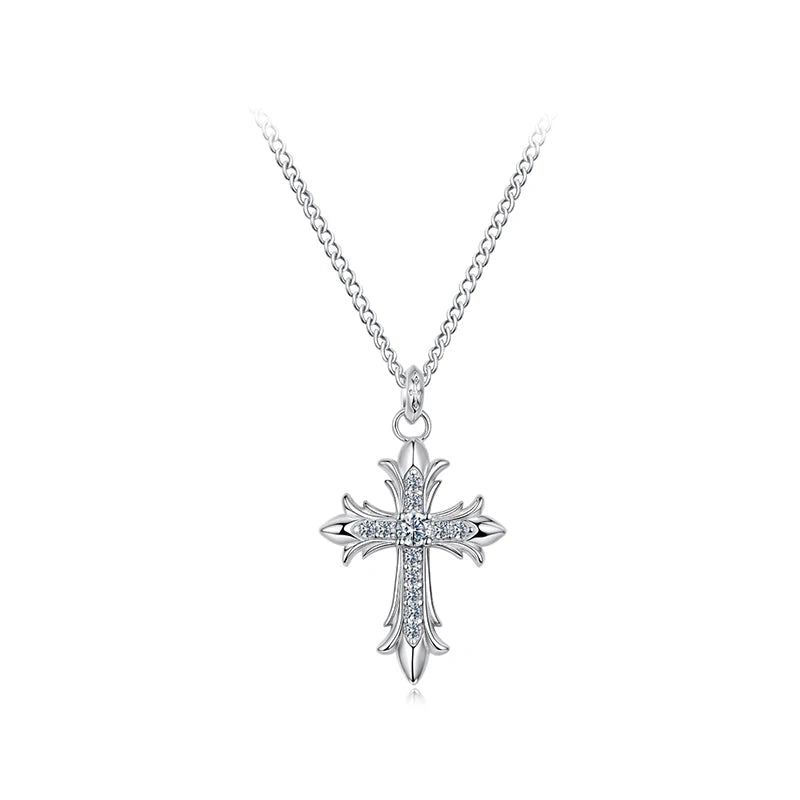 Collier pendentif croix en moissanite WOSTU pour femmes et hommes, Unsix for Believer, argent sS925, véritable moissanite, bijou d'accent