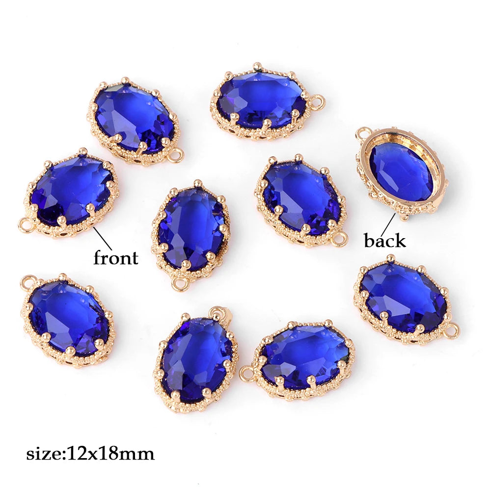 Fashoin Crystal Glass Pendant Oval Shape Rhinestone Charms For Vintage Women's Earrings Earrings Bracelet DIY Crafts Supply 5pcs
