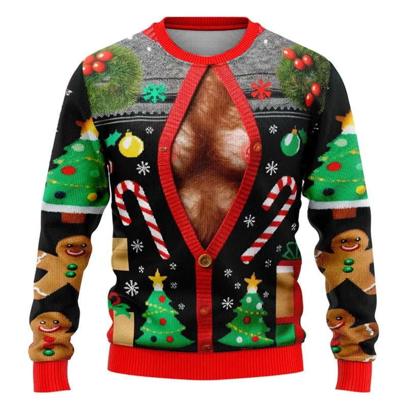 Christmas Fake Lapel Ugly Sweater For Men Hot Popular Loose Pullover Sweatshirt Festival Party Unique Gift Xmas Sweaters 2026