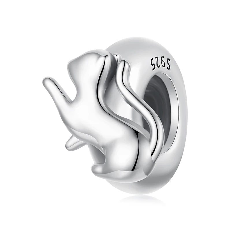 Bamoer 925 Sterling Silver Paw Print Silicone Beads Retro Pet Heart Charm for Women Teen DIY Lovely Bracelet Jewelry Accessories