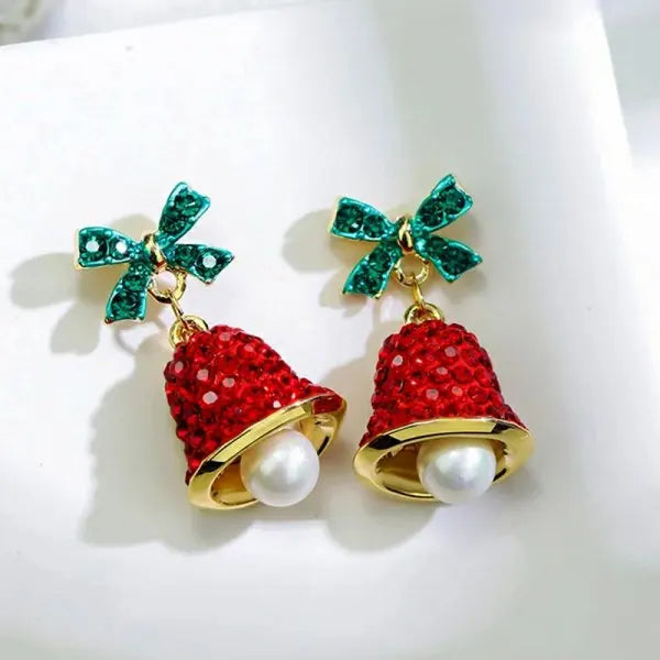 Christmas Red Bow Drop Earring For Women Exquisite Temperament Bowknot Snowflake Long Earrings Girls New Year Party Jewelry Gift