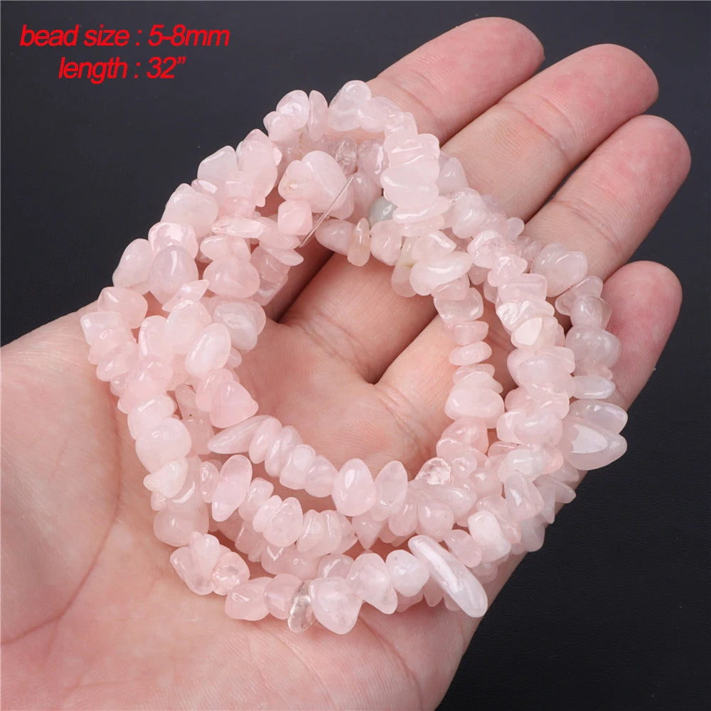 45 Style Natural Rose Quartz Bead Round Tube Crystal Loose Beads For Jewelry Making Handmade Diy Bracelet Necklace Accessories