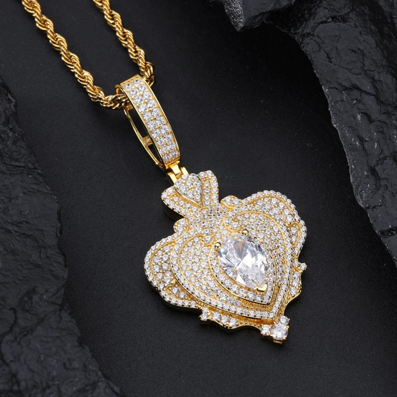 Pendentifs unisexes TUHE de haute qualité en moissanite D VVS sertis de pierres, style hip-hop