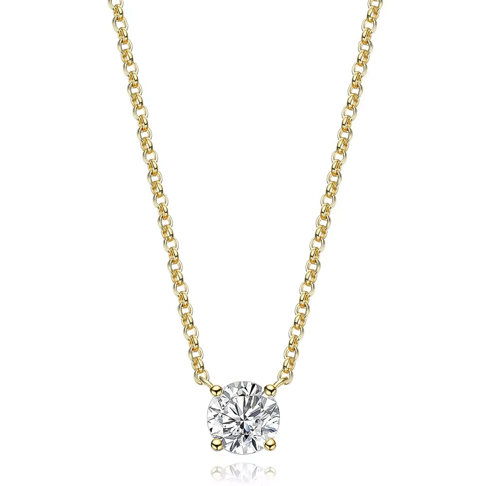 Serenity 1ct 2ct 3ct 5ct Rose Gold Color Moissanite Necklace Women Gift 100% S925 Sterling Silver Plated 18K Pendant Neck Chain