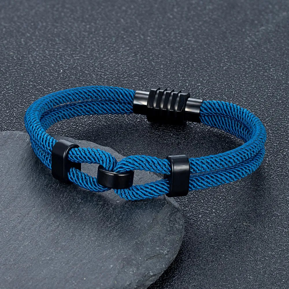 MKENDN 4 mm geflochtenes Seilarmband für Herren, nautisches Wickelarmband mit Magnetknopf, Fahrradaccessoires, modisches Herrenarmband