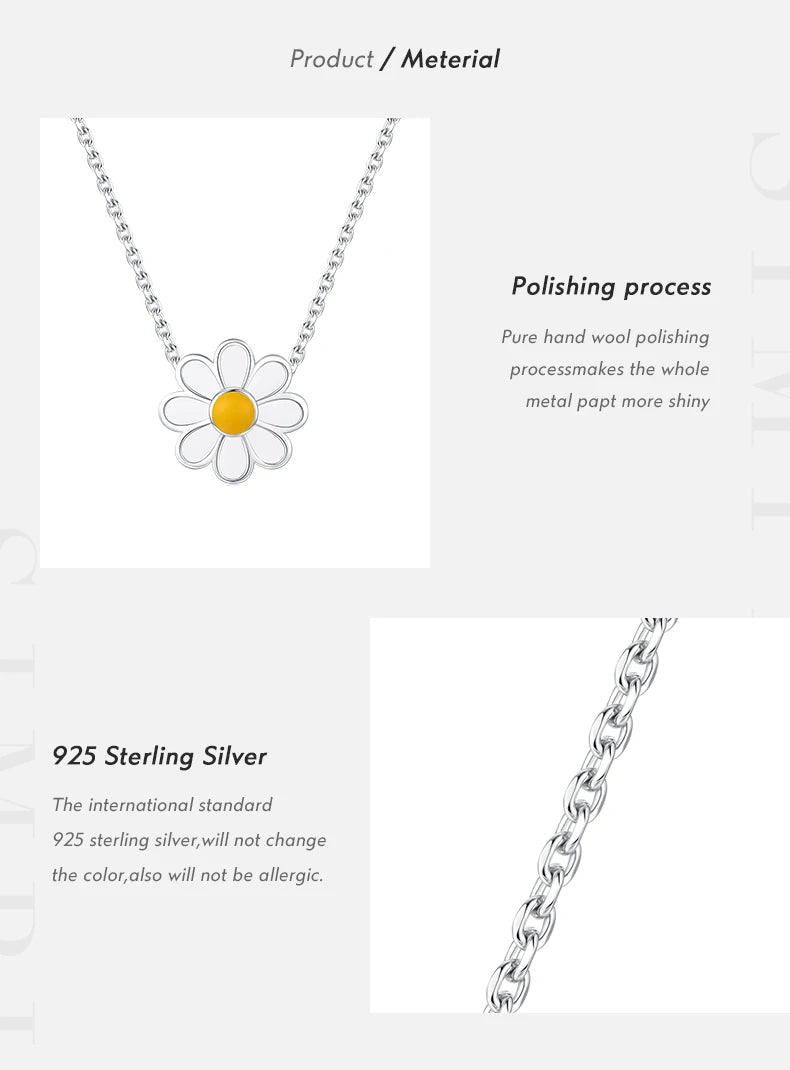925 Sterling Silver Daisy MODIAN Necklace For Women