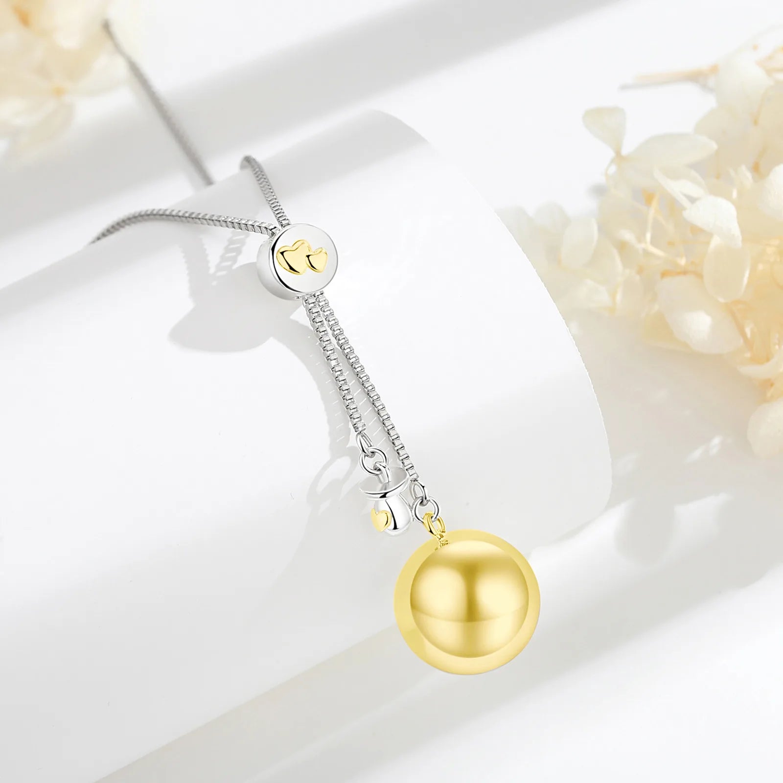 Pendentif téton Eudora Gold Harmony Ball, Bola de grossesse, Collier carillon pour bébé, Appel d'ange, Bijoux de maternité, Cadeau pour femme