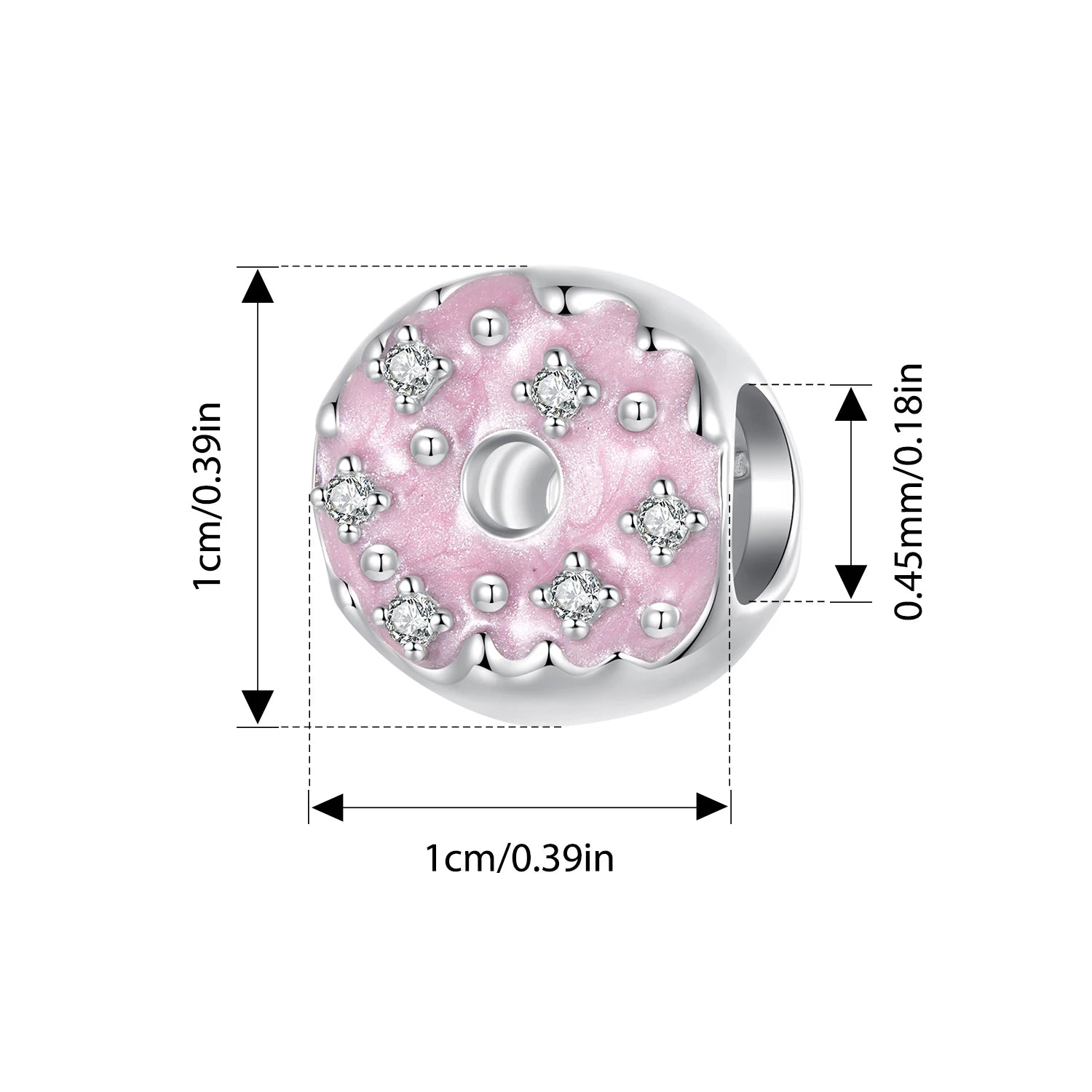 BISAER 925 Sterling Silver Donut Pendant Sweet Candy Coffee Summer Drinks Charm Bead for Women DIY Bracelet Fine Jewelry Gift