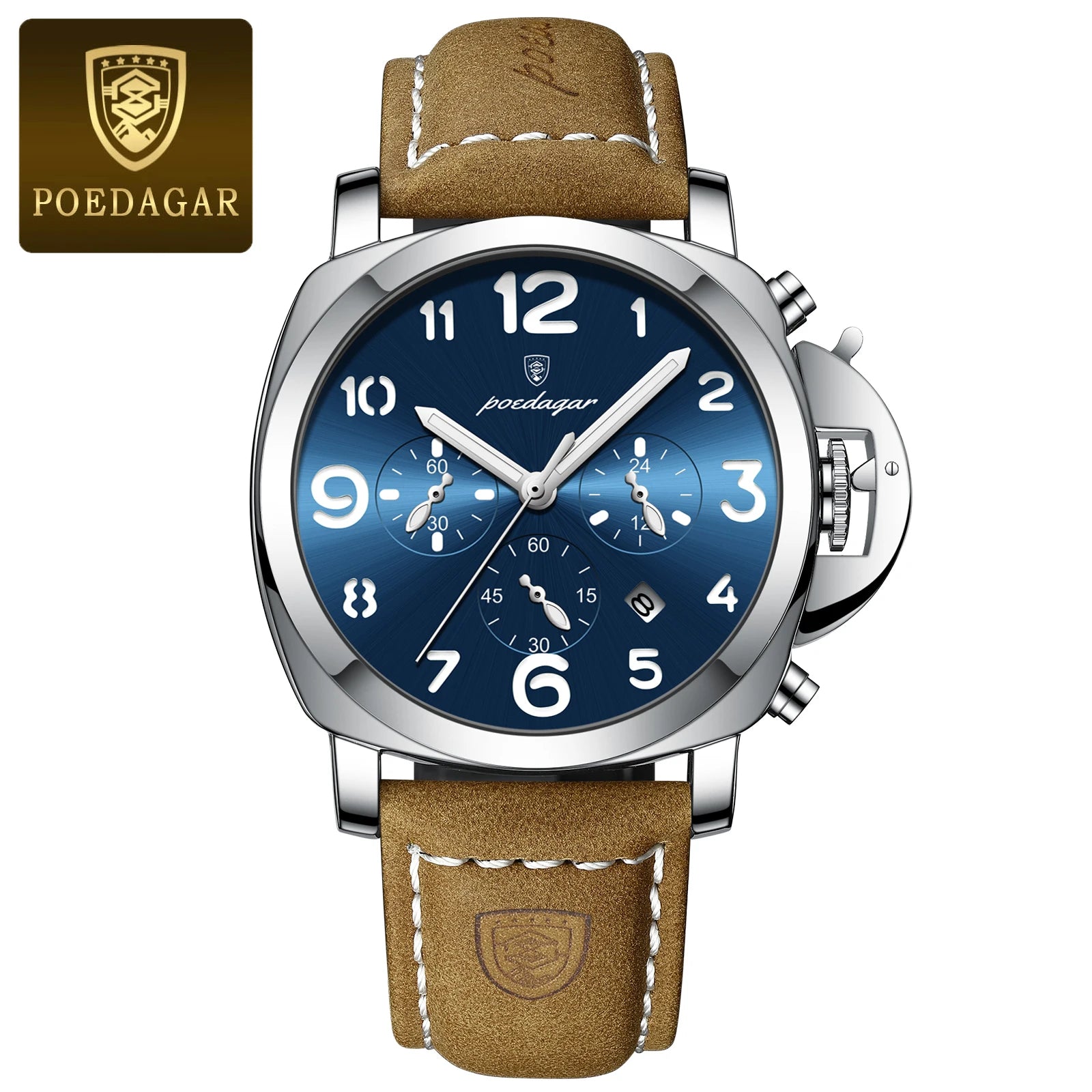 POEDAGAR Luxury Military Watch For Men Waterproof Luminous Leather Man Watch Quartz High Quality Men's Sports Watches Male Reloj - Madeinsea©