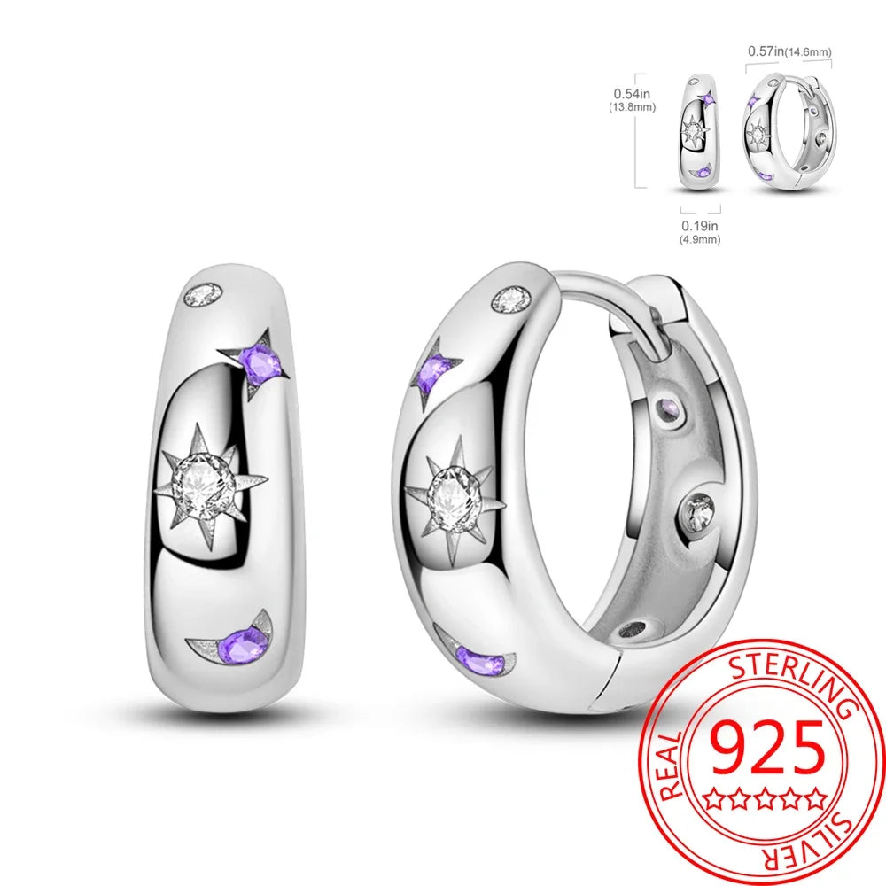 Ear Ring Series 925 Sterling Silver Star Moon Unicorn Tulip Flower Butterfly Bee Geometry Earrings Ladies Pairing with Jewelry