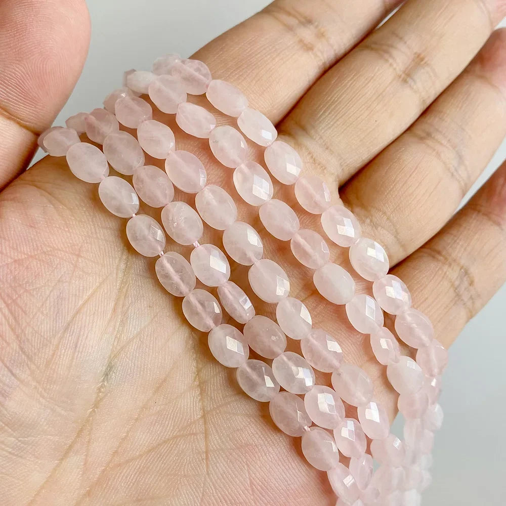 Fashion Natural Oval Shape Stone Bead Faceted Jades Tiger Eye Jaspers Loose Spacer Beads DIY Necklace Bracelet Earrings 6x8mm