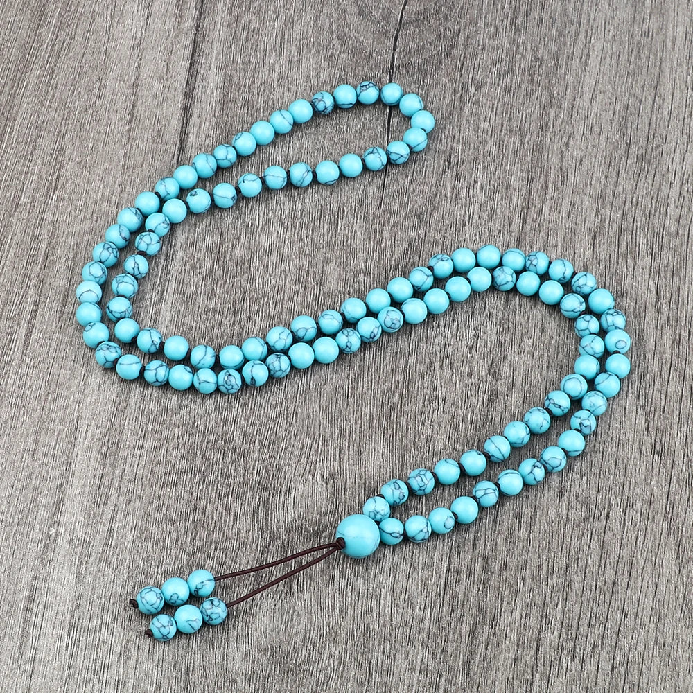 108 Natural Stone Fire Agate Black Onyx Beads Bracelet Necklace Men Multicolor Tiger Eye Necklace Women Malachite Prayer Jewelry