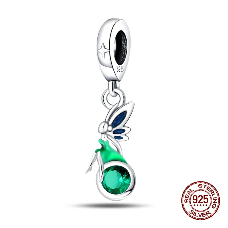 100% 925 Sterling Silver Dragonfly Butterfly Luminous Insect Charms Beads Fit 3mm 925 Original Bracelets DIY Party Jewelry