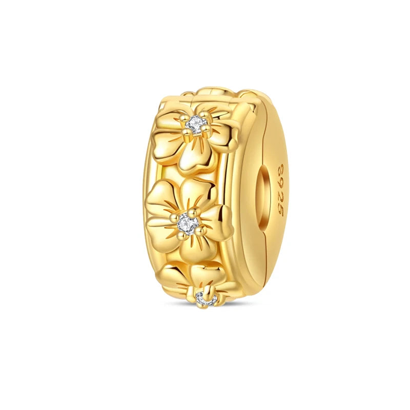 Charms 925 Silver Butterfly Flowers Colorful Zircon Silicone Spacer Beads Fit Pandach 925 Original Bracelets Fine DIY Jewelry