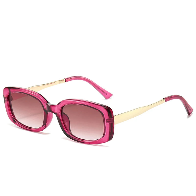 Vintage Rectangle Frame Sunglasses Men Fashion Metal Square Sun Glasses Luxury Brand Design UV400 Shades Eyewear Women Goggles