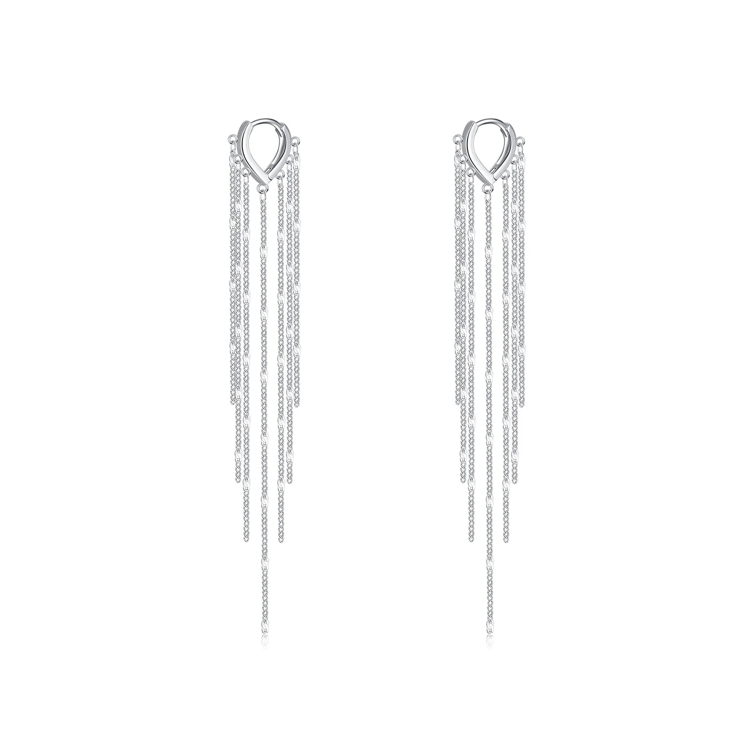 MODIAN 925 Sterling Silver Sparkling Long Tassel Hoop Earrings Trendy Party Luxury Buckle Earrings For Women Fine Jewelry Gifts - Madeinsea©