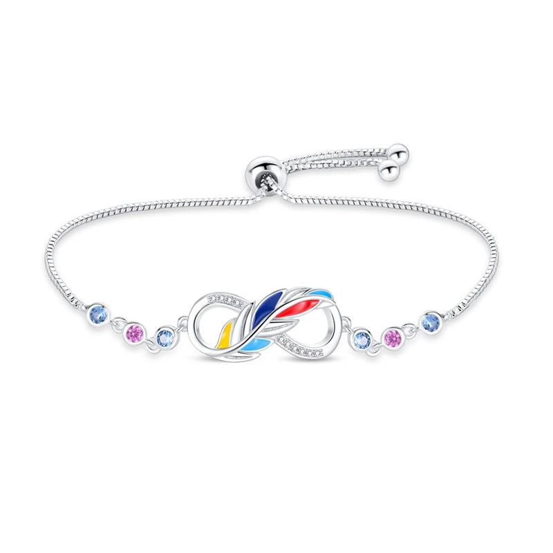 Trendy Bracelet For Women 925 Silver Sparkling Lucky Infinite Symbol Sakura Sunflower Butterfly Pendant Bracelet Wedding Jewelry