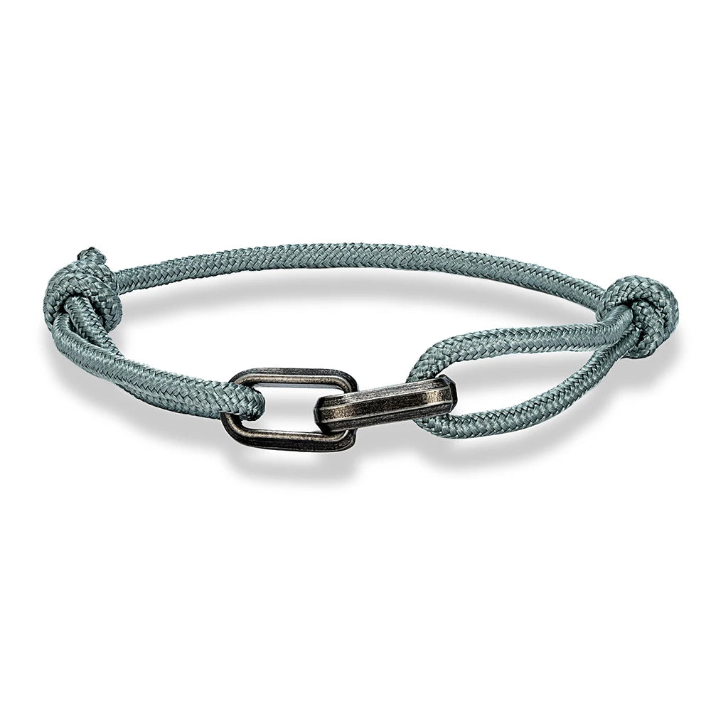 MKENDN Punk Style Mens Bracelet Rope Chain Thin Mens Black Rope Nylon Bracelet Women Stainless Steel Bracelet Mens Jewelry