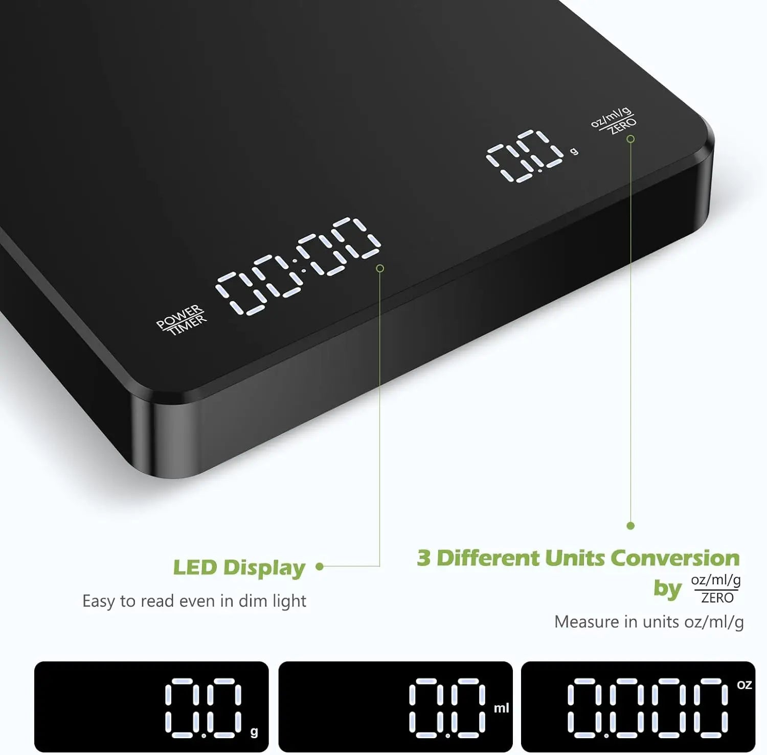 Household electronic kitchen scale, high-precision digital coffee scale with timer, small platform scale for baking food, portab