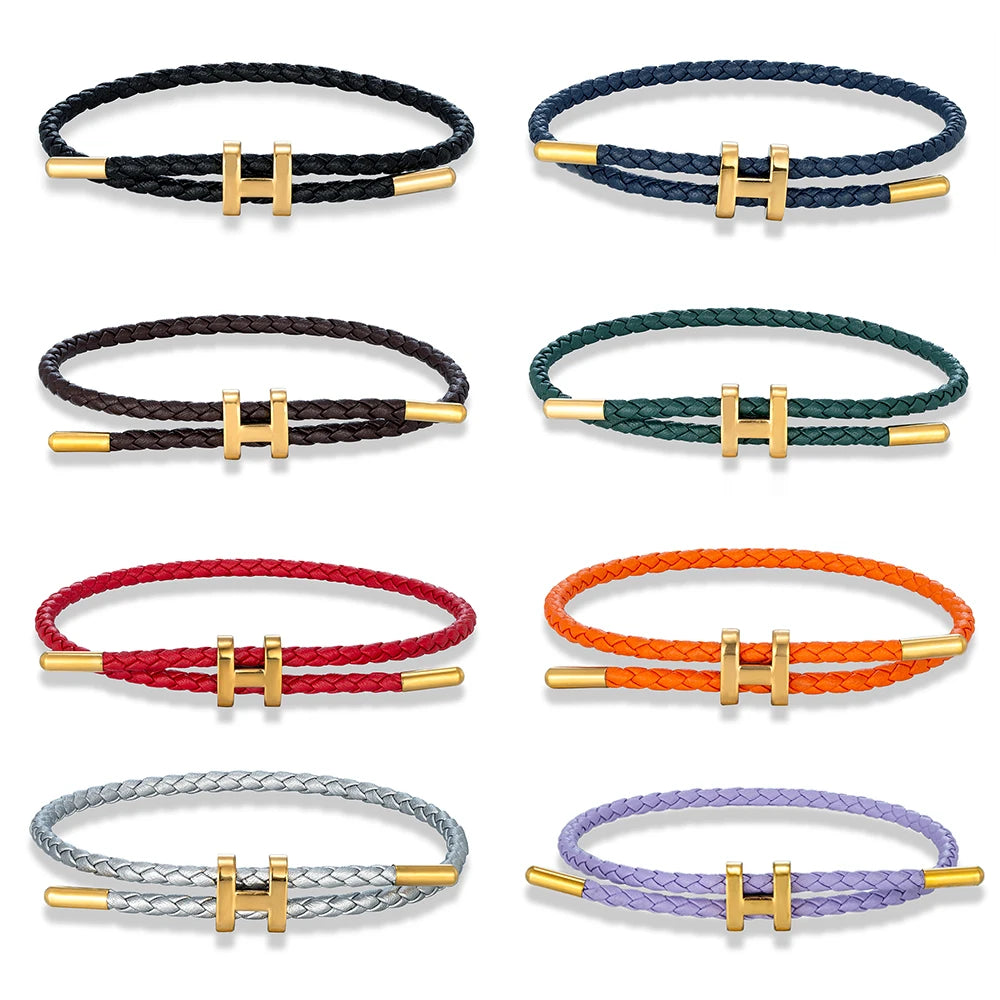 MKENDN Adjustable 3mm Red Braided Leather Bracelet for Men & Women Stainless Steel Jewelry Classic Simple Unisex Couple Gift