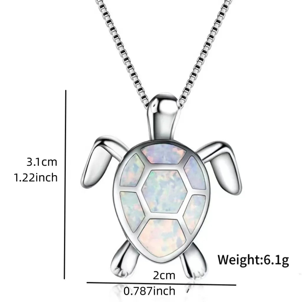 Steel Fun Jewelry Sea Turtle Animal Pendant Female Blue Crystal Wedding Jewelry Charms Necklace For Women Neck Chain Accessories