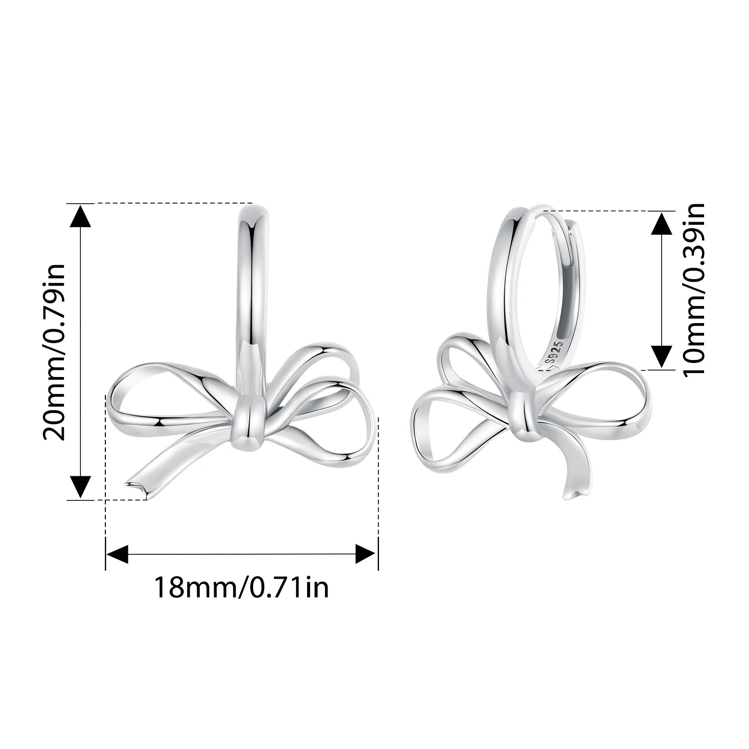 BISAER 925 Sterling Silver Simple Bow Ear Buckles Bowknot Classic Hypoallergenic Earrings Plated Gold for Women Fine Jewelry