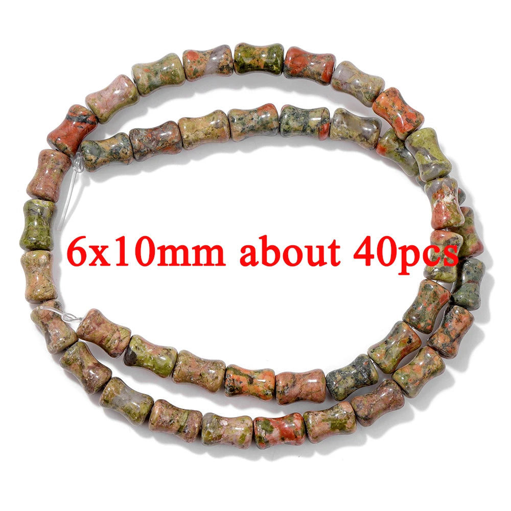 Wholesale Natural Unakite Stone Bead Green Jasper Loose Spacer Beads For Jewelry Making DIY Bracelet Necklace Accessories Supply