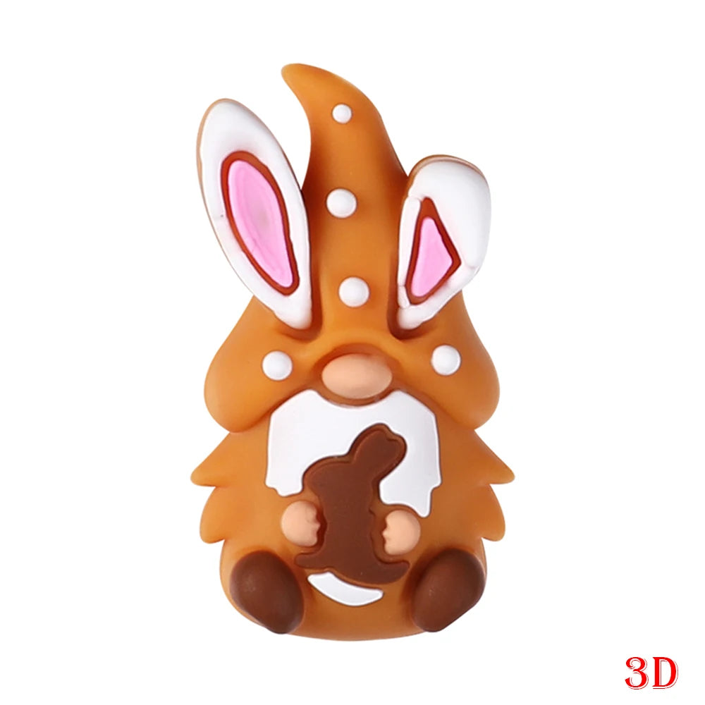 5/10pcs Silicone Beads Easter Egg Bunny Beads Cute for DIY Keychains Jewelry Accessories Bracelet Making Pen Decor Creative Gift
